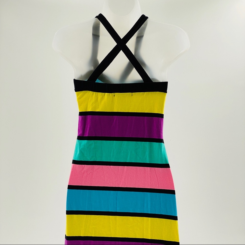 DEREK HEART Colorful Striped Maxi Dress A01 - Picture 5 of 8
